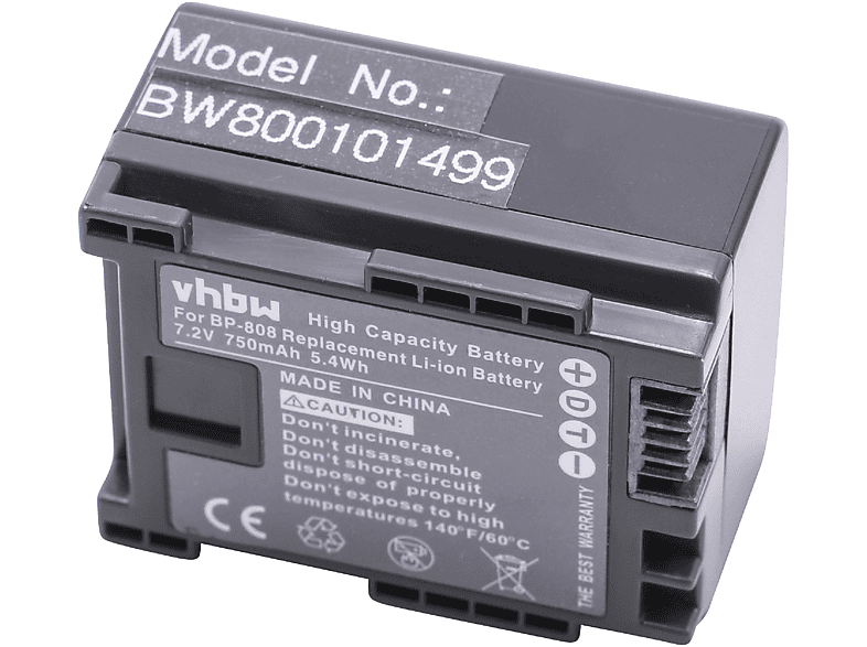 VHBW kompatibel mit Canon Legria Volt, FS21, FS200, FS11, FS10, - Videokamera, 7.2 Li-Ion FS22, FS19, Akku 750 FS20 FS100