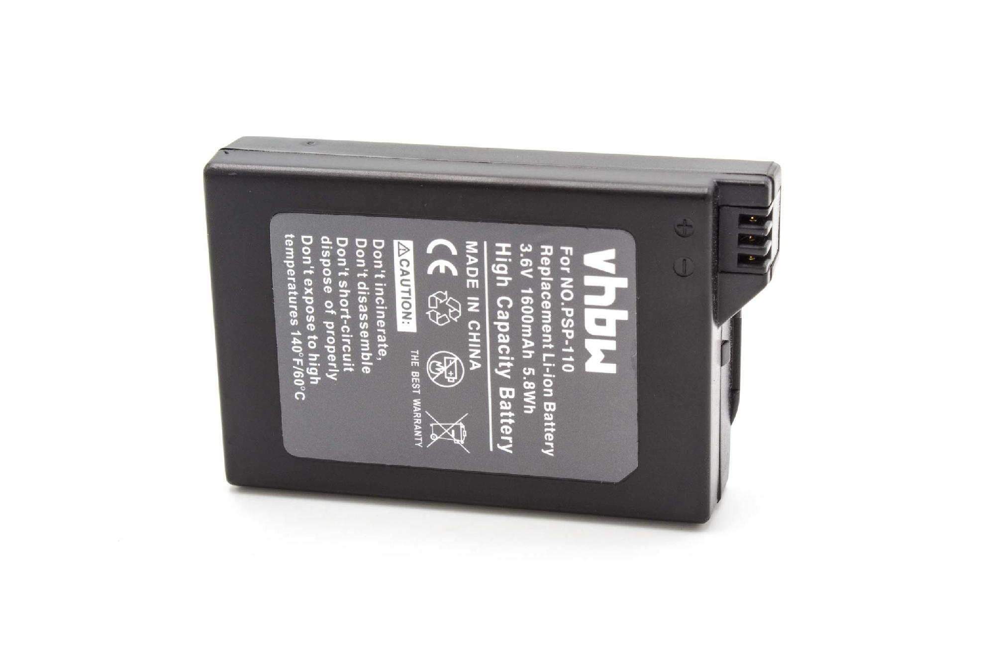 VHBW kompatibel mit Sony - Spielekonsole, Volt, PSP-1004, Playstation 1600 PSP-1001 Li-Ion Portable 3.6 PSP-1006, Akku