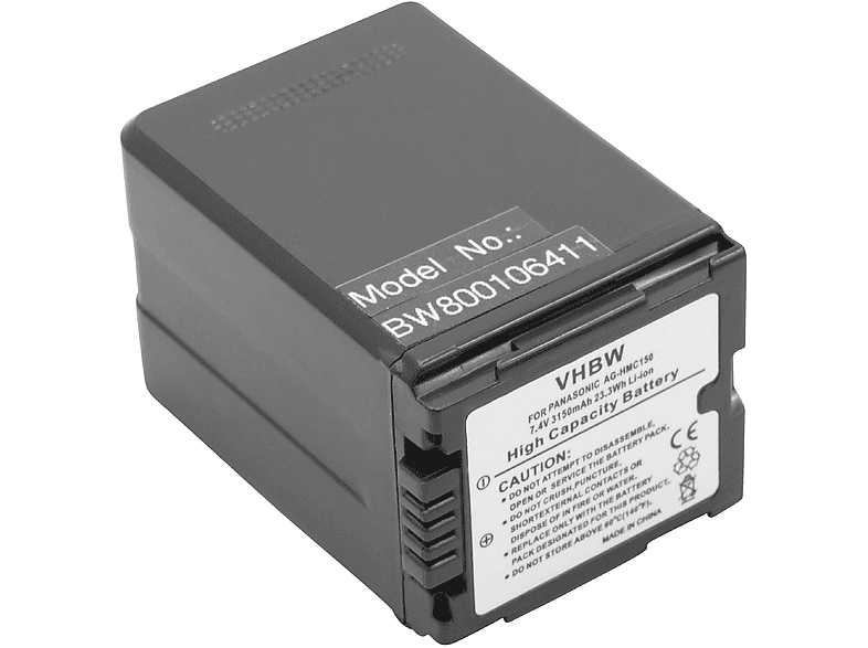VHBW kompatibel mit Panasonic 3150 HDC-DX1, HDC-DX3, Li-Ion Volt, Videokamera, AG-HMC70, - AG-HMC40, 7.4 AG-HMC150 Akku