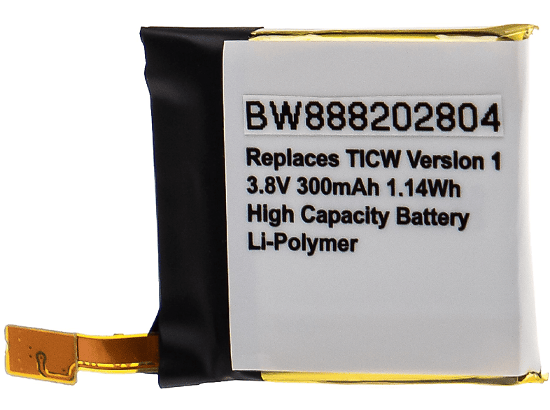 VHBW kompatibel mit TicWatch 1 Li-Polymer Akku - Smartwatch, 3.8 Volt, 300