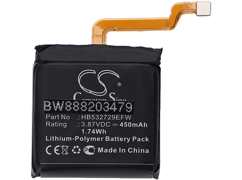 VHBW Ersatz für Li-Polymer 3.87 HB532729EFW-A, Huawei Smartwatch, - HB532729EFW 450 für Akku Volt