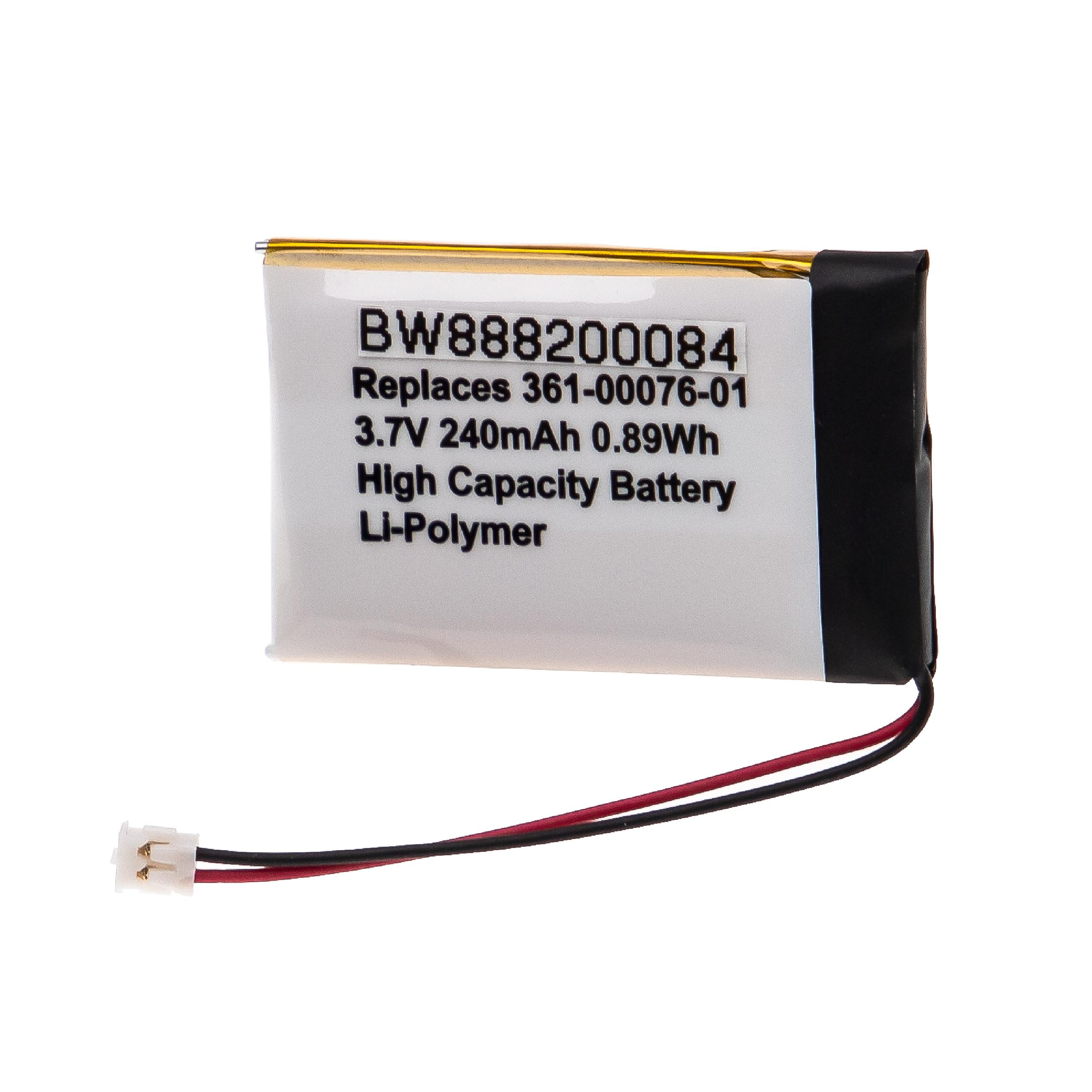 Kleine Batterie mit Etiketten, schwarz und weiß. Drähte sind angebracht.