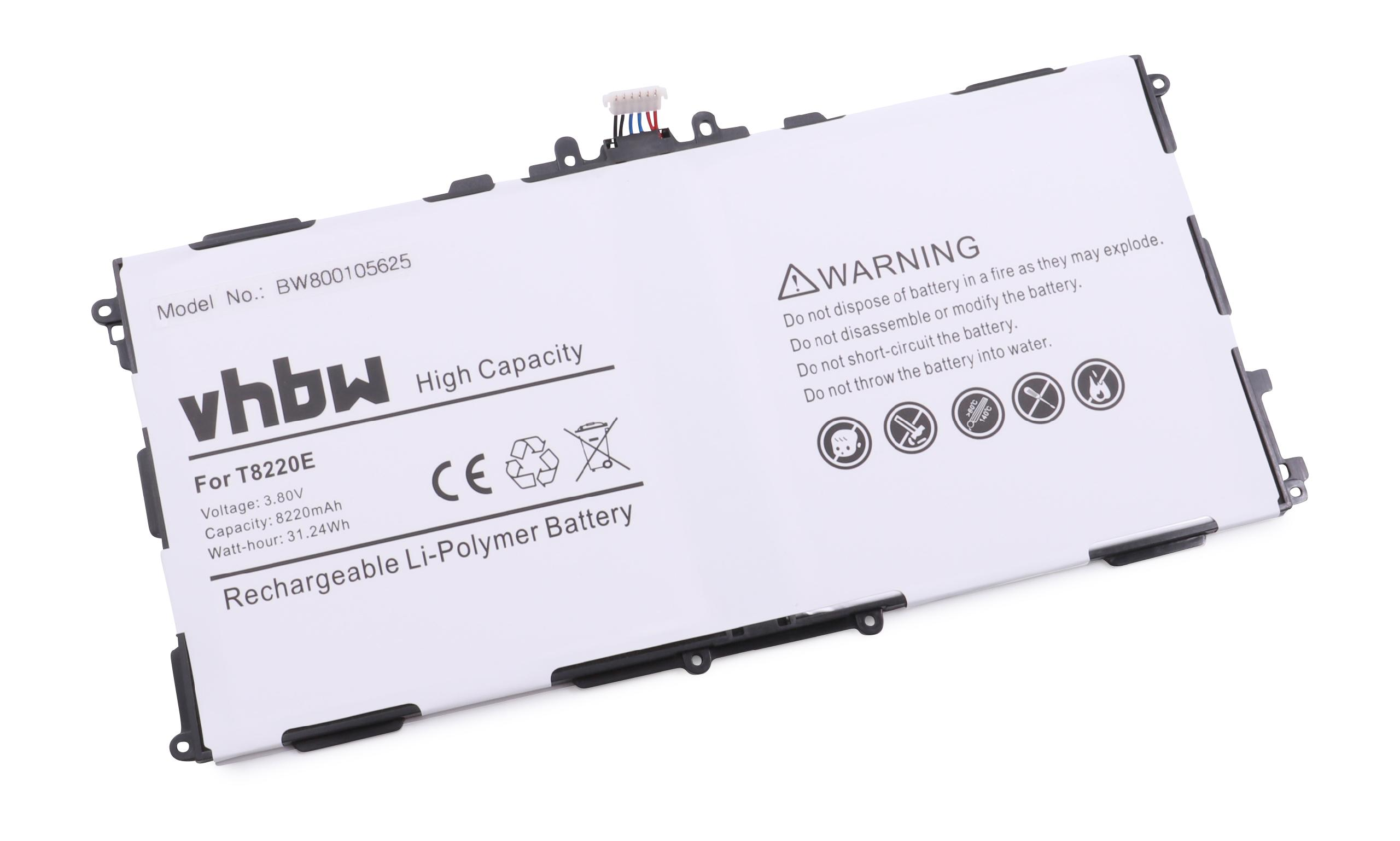 VHBW kompatibel mit Samsung Akku 10.1 3.8 10,1, Volt, - SM-P605 2014 Note SM-P602, 8220 Li-Polymer Edition 10.1 Tablet, Galaxy