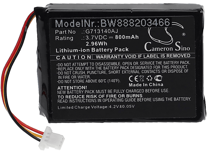 VHBW kompatibel mit Flir Li-Ion Spionagerecorder, - FXV101-WV1, 800 Volt, FX Akku FXV101, 3.7