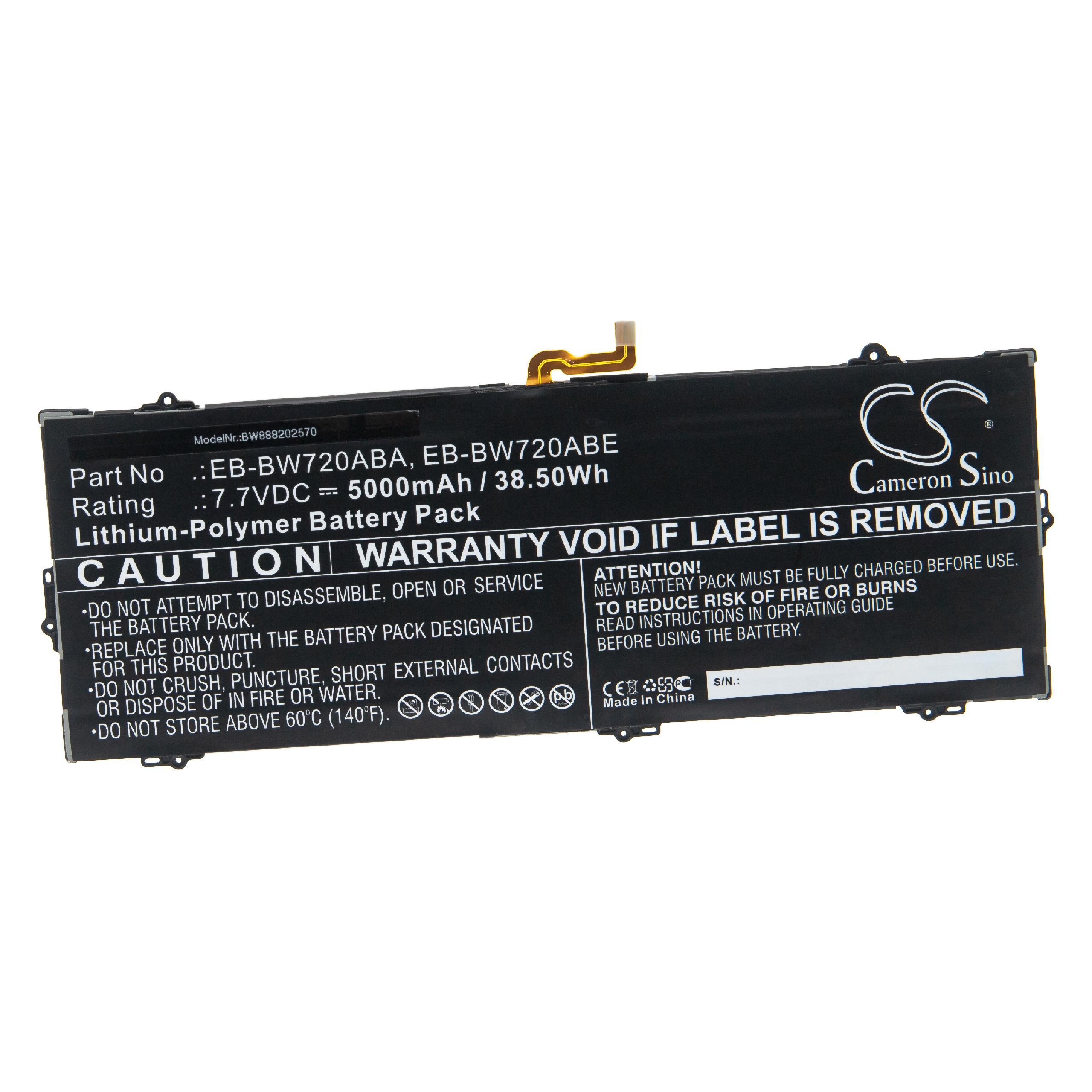 Volt, - Akku für Samsung GH43-04693A, Tablet, für EB-BW720ABA, 7.7 AA-PBMN2HO, Li-Polymer EB-BW720ABE VHBW Ersatz AA-PBMN2H0, 5000