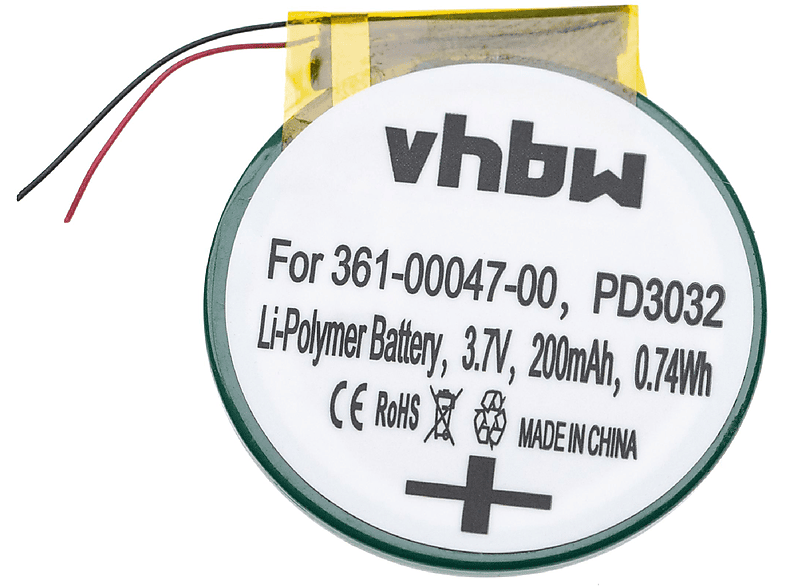 VHBW kompatibel mit Garmin Approach S1 Li-Polymer Akku - Smartwatch, 3.7 Volt, 200