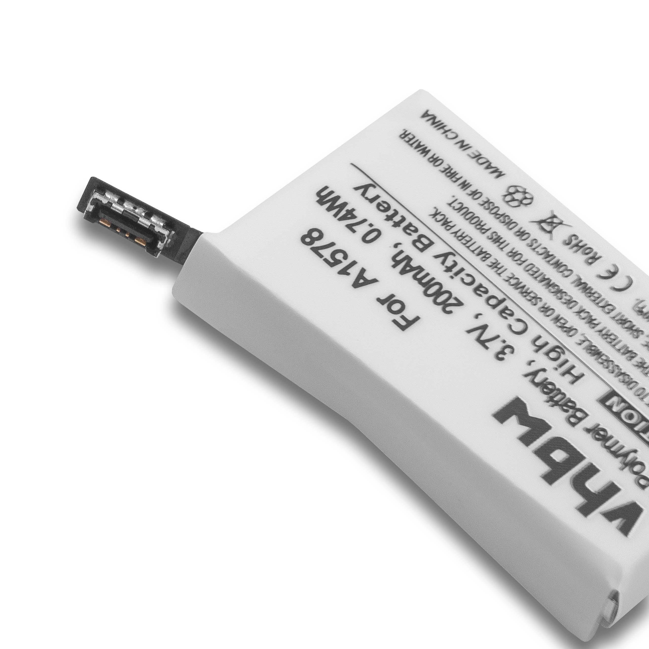 Weiße rechteckige Batterie mit der Aufschrift 'VHBW' auf weißem Hintergrund.