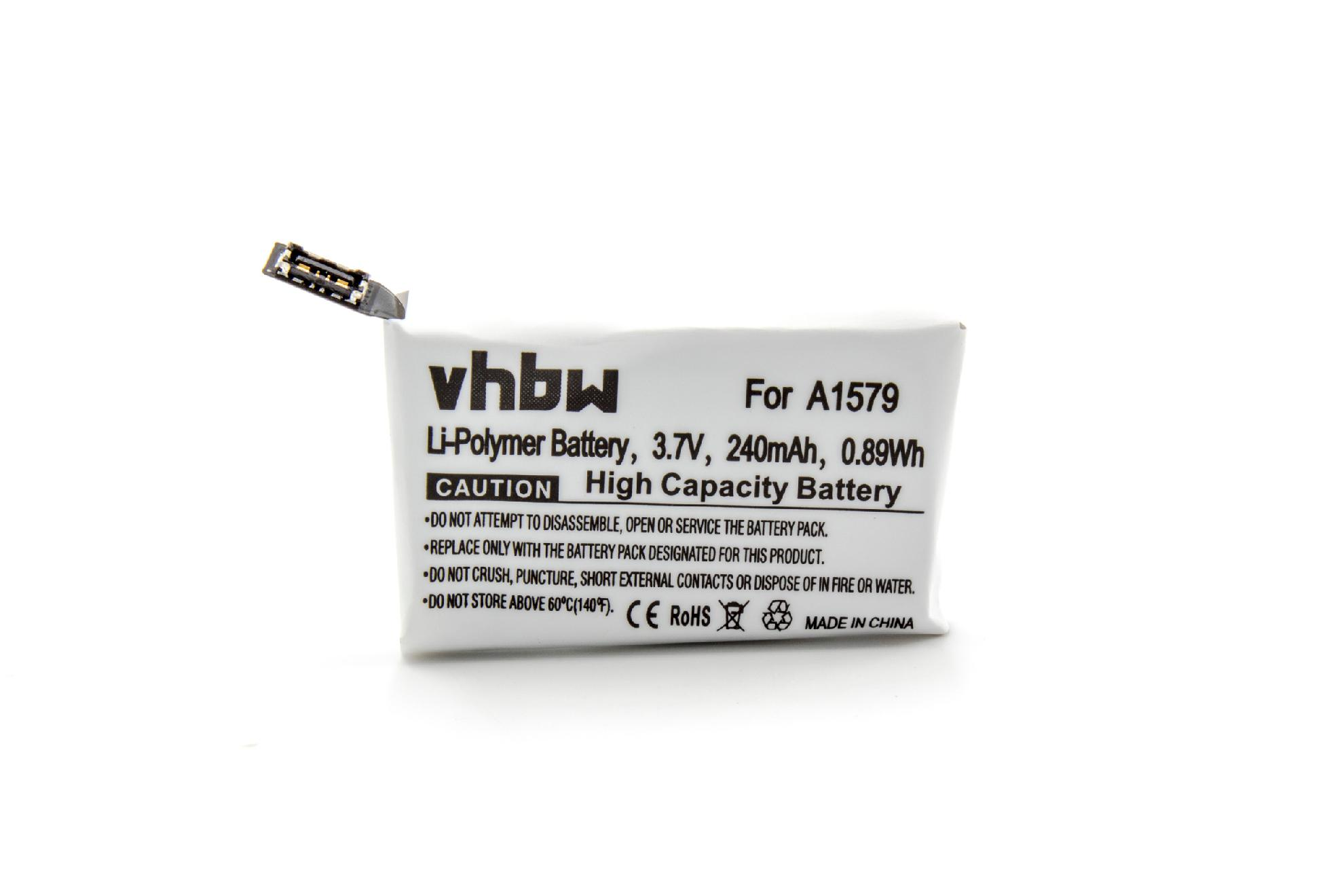VHBW kompatibel mit Apple A1554 240 - 3.7 1.Generation, Watch Volt, Smartwatch, Li-Polymer 42mm Akku MJ3V2LL/A, MJ3N2LL/A