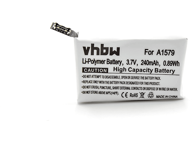 VHBW Ersatz für Apple A1579 für Li-Polymer Akku, 3.7 Volt, 240 mAh