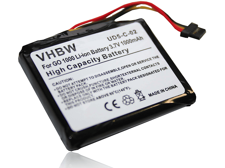 VHBW kompatibel mit TomTom Go 2535M, 2435TM, 2435, 2535TM WTE, 2535, 2535M Live, 2535TM, 2535T Li-Ion Akku - Navi, 3.7 Volt, 1000