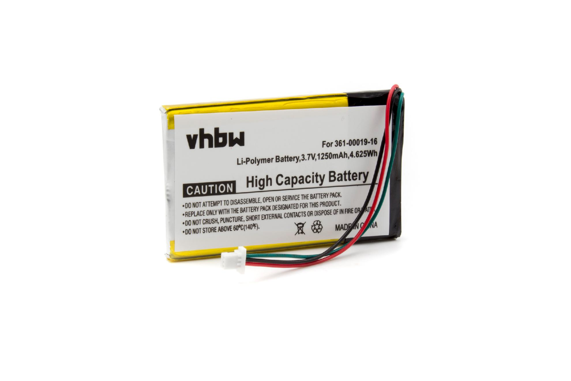 VHBW kompatibel mit Garmin 3.7 270, 1250 Volt, 250, Akku Li-Polymer 200 260, Navi, - 252w, 200w, Nüvi