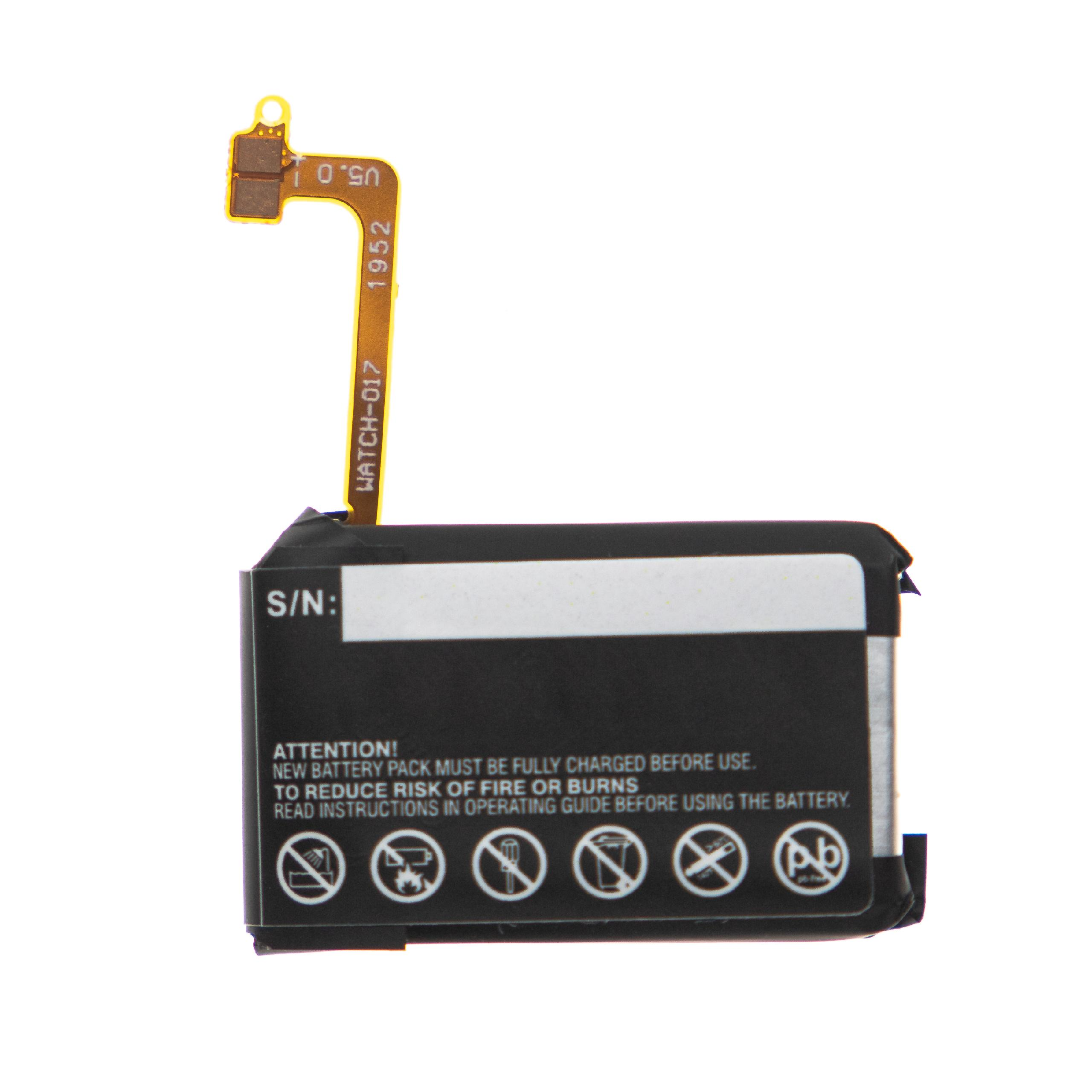 Batterie mit kleiner Platine, mit gelbem Etikett.