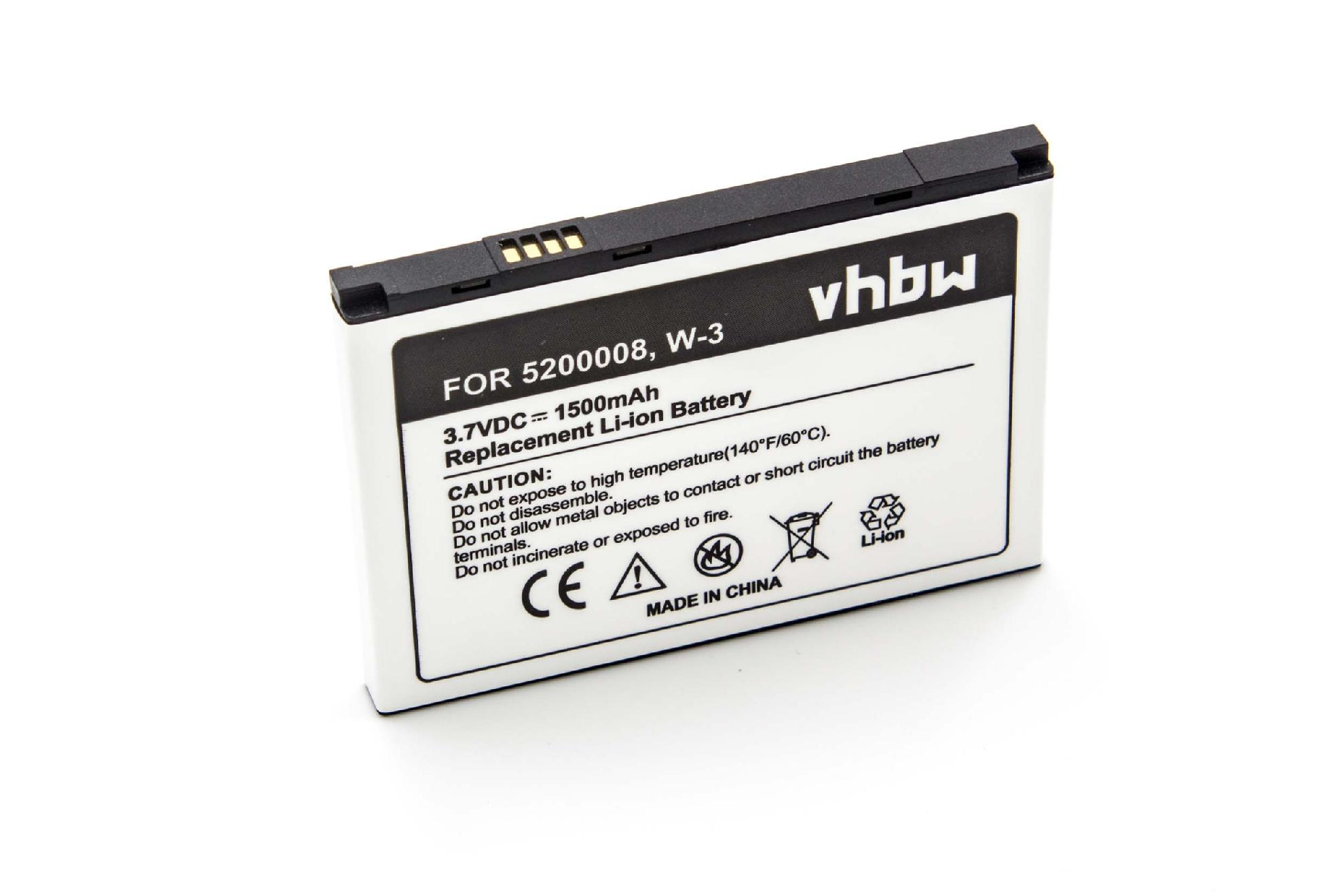 VHBW Ersatz Li-Ion W-3 für Volt, Router, Sierra Akku 5200008, 3.7 1500 für 