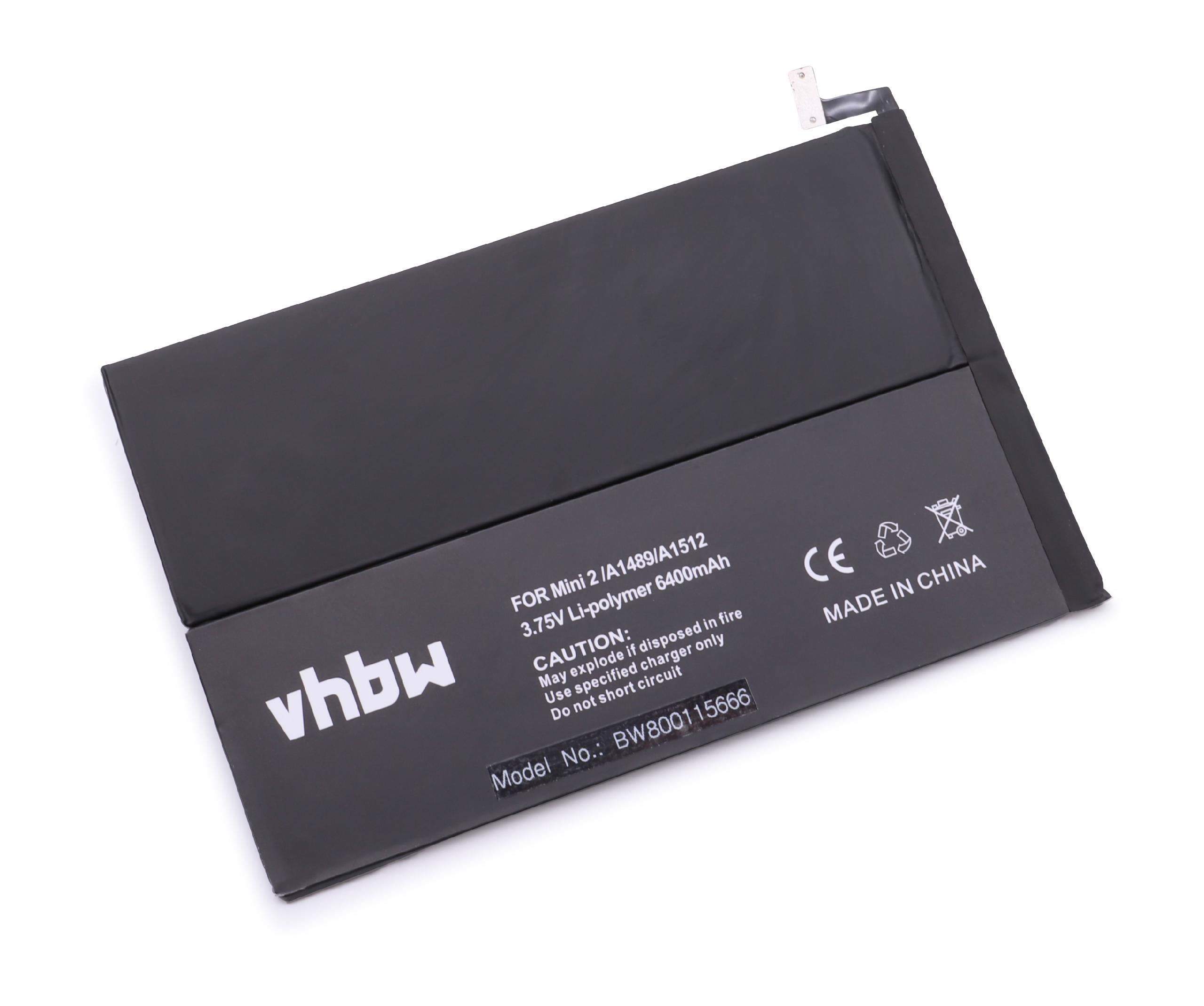 VHBW kompatibel mit Apple A1601, 3.7 Li-Polymer - A1489 6400 Akku A1490, A1599, Volt, A1600, Tablet