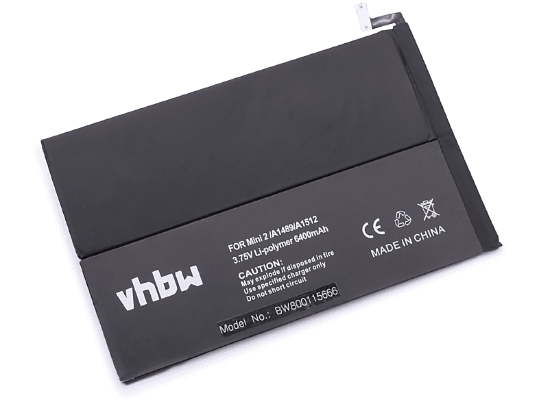 VHBW kompatibel mit Apple A1601, A1600, A1599, A1490, A1489 Li-Polymer Akku - Tablet, 3.7 Volt, 6400