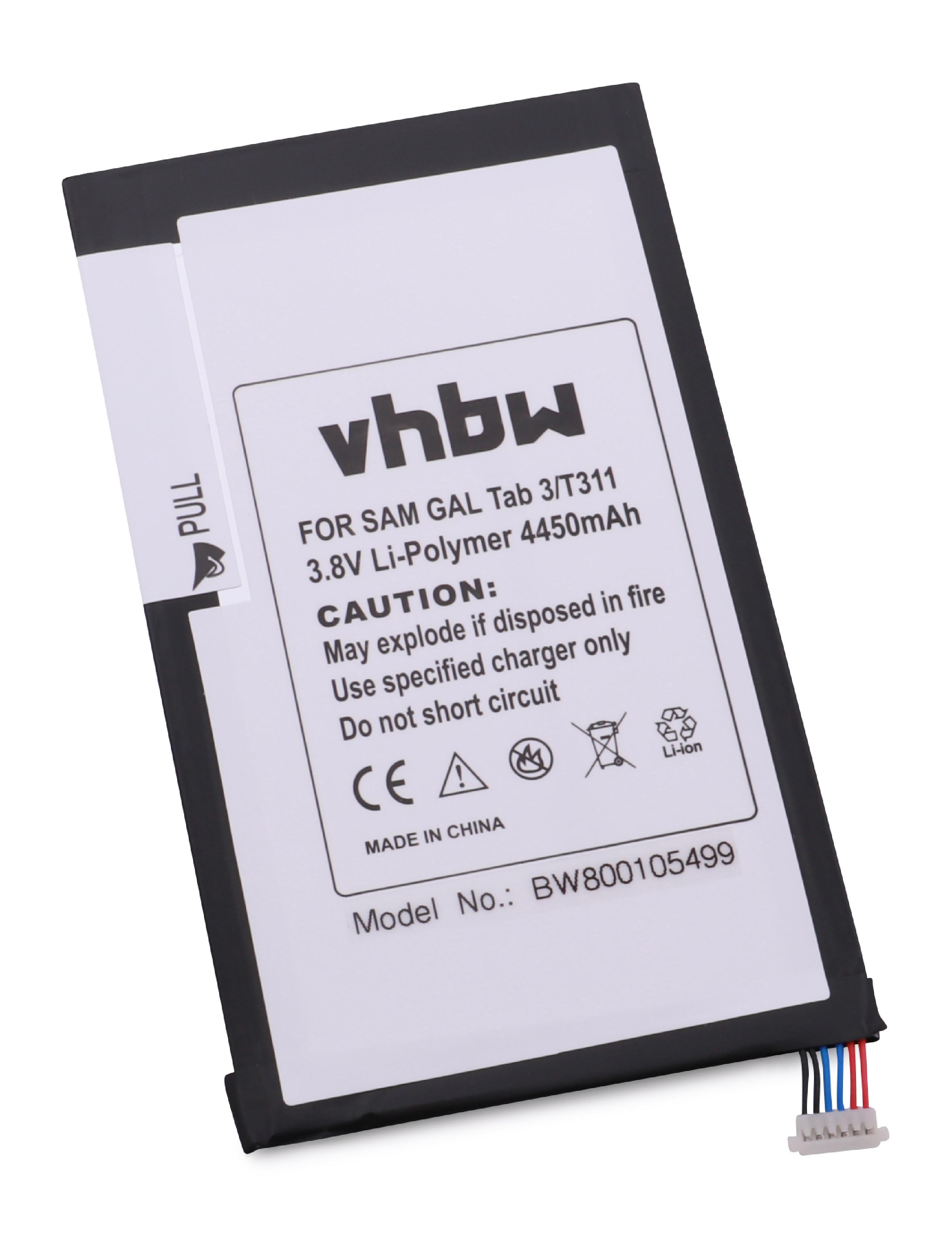 VHBW kompatibel mit Tab LTE, Volt, 8.0 SM-T3110 3.8 Tablet, SM-T311, 3 Samsung SM-T310, 8.0 WiFi, Galaxy 8.0 Akku 3 3, 4450 Li-Polymer 3G, - 3