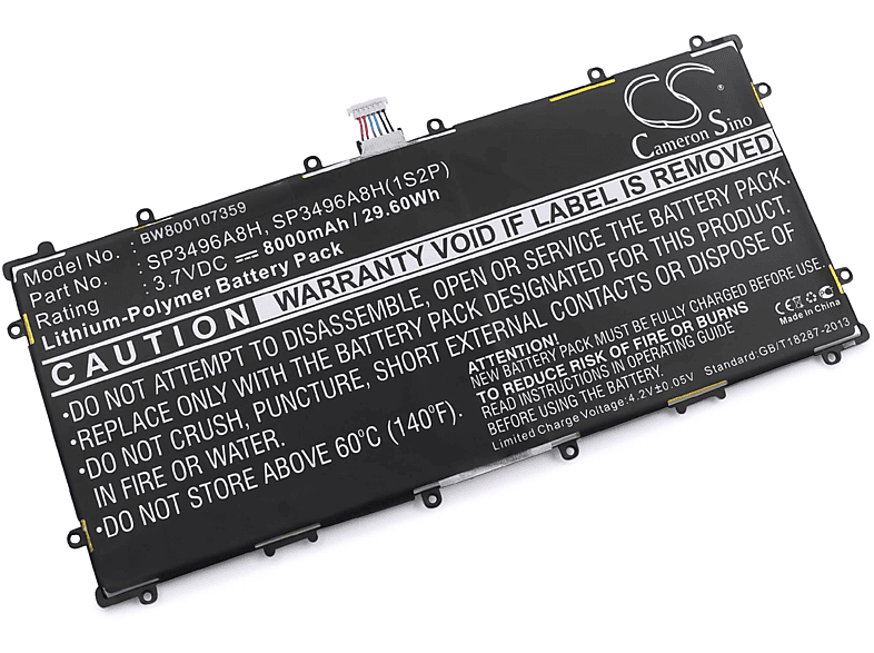 VHBW Ersatz für Samsung SP3496A8H, SP3496A8H(1S2P), HA32ARB für Li-Ion Akku - Tablet, 3.7 Volt, 8000
