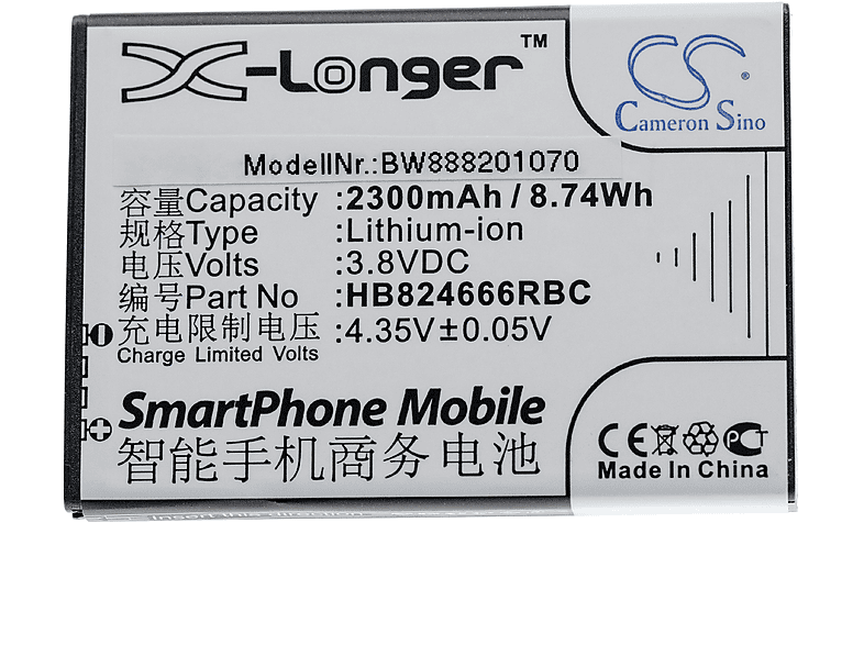 für Huawei für 2300 Volt, VHBW HWBBJ1 Li-Ion Akku Ersatz 3.8 HB824666RBC, Router, -