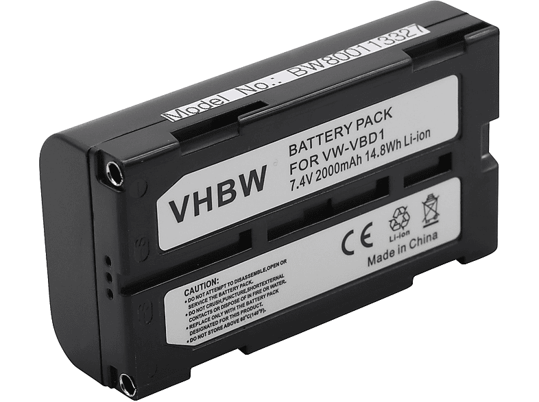 Videokamera, - mit VHBW Volt, VM-E855LA, VM-H640A, kompatibel 7.4 2000 Li-Ion Hitachi VM-H650, VM-H635A, Akku VM-E835LA VM-H575LA,