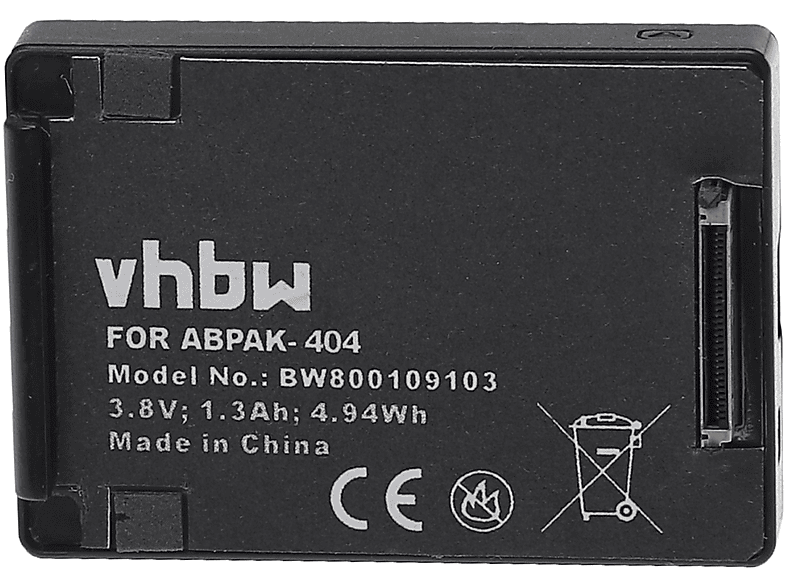 VHBW Ersatz für GoPro ABPAK-404, BacPac 3661-093 für Li-Polymer Akku - Videokamera, 3.8 Volt, 1240
