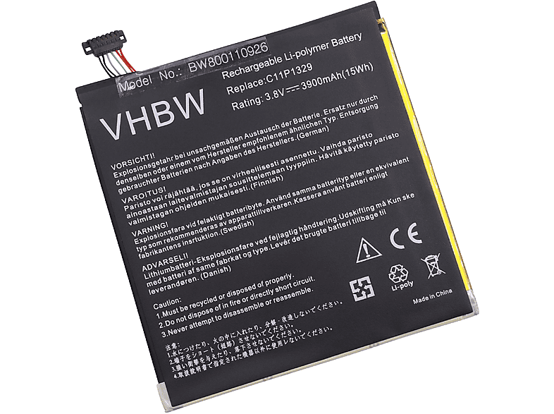VHBW kompatibel mit - Asus Li-Polymer (FE8030CXG), 8 Volt, 3900 (FE8030CXG-1A002A), Tablet, 8 Fonepad 3.8 8 (FE380CG) (FE380C), Akku 8