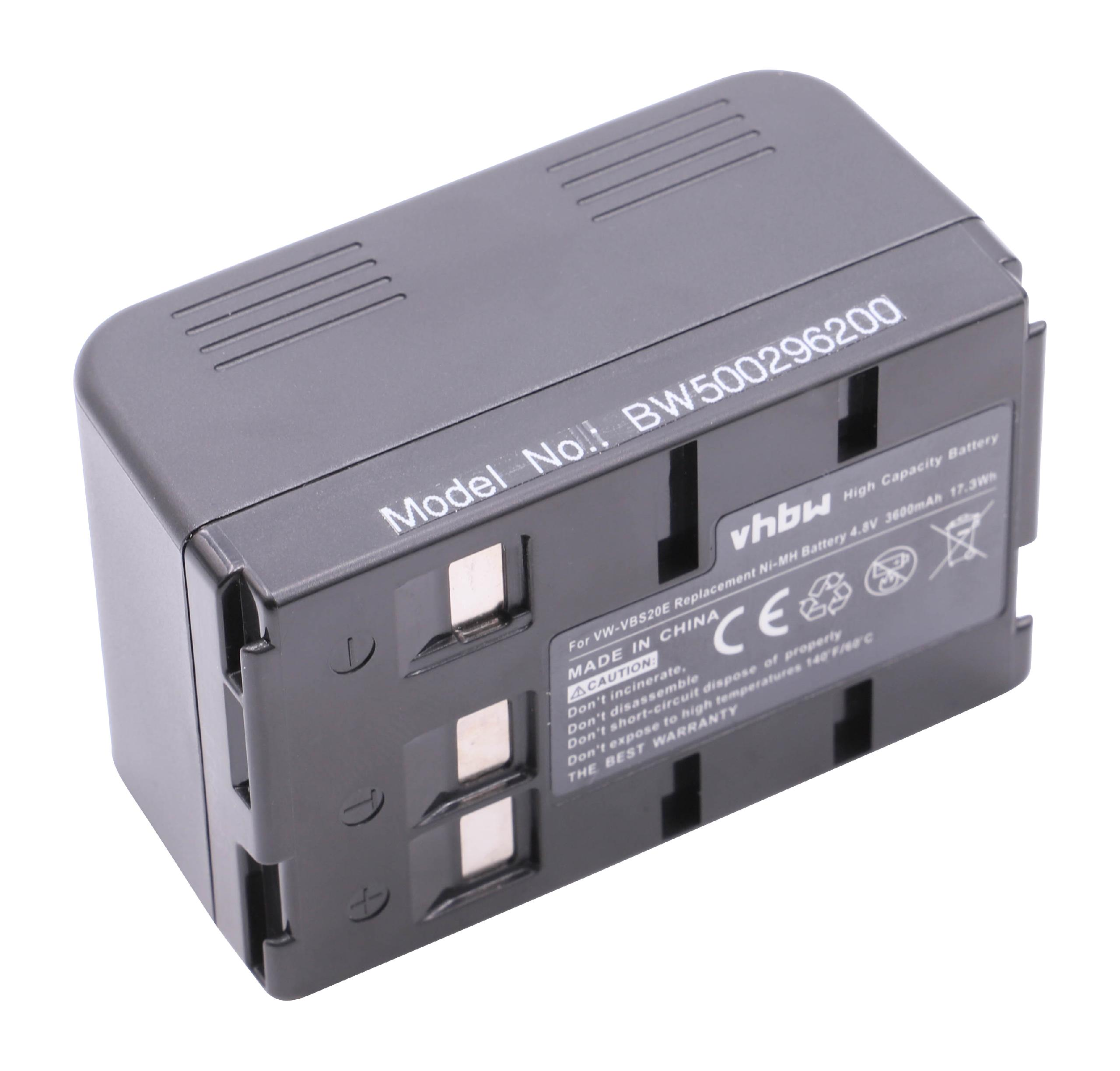 mit Panasonic NV-S88E, 4.8 Volt, kompatibel Videokamera, VHBW NV-S950PN, NV-S85E, NV-SX50EG, NV-S99 - NiMH NV-V10E, NV-SX30EG, Akku 3600