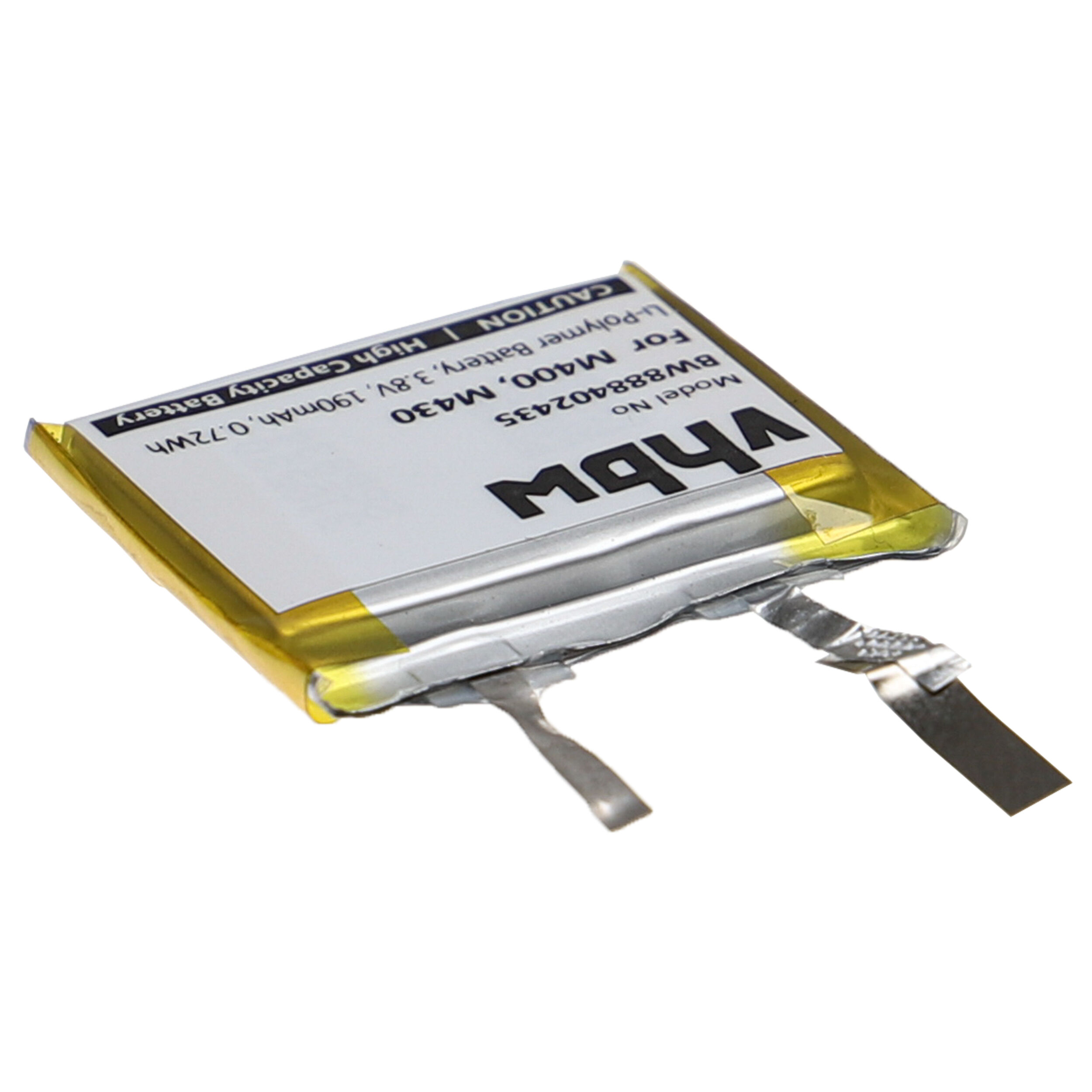 Eine gelb-weiße Batterie mit Metallanschlüssen.