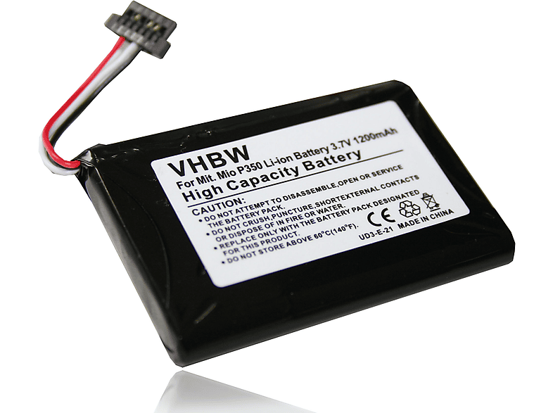 VHBW kompatibel mit Medion MD96392, MD96372, MD96454, MD96404, MD96366, MD96390, MD96368, MD96473 Li-Ion Akku - Navi, 3.7 Volt, 1200