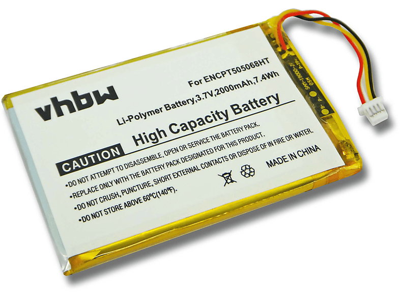 VHBW Ersatz für Skygolf ENCPT505068HT, GPS0320MG051 für Li-Polymer Akku, 3.7 Volt, 2000 mAh