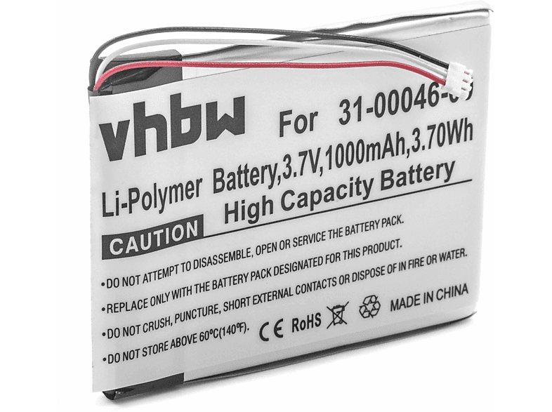 VHBW kompatibel mit Garmin Dash Cam 20 Li-Polymer Akku - Navi, 3.7 Volt, 1000