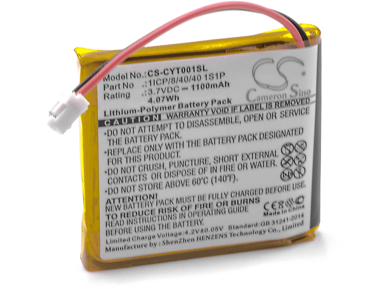 VHBW kompatibel mit Akku Navi, 1100 Volt, Plus S Li-Polymer Coyote - 3.7