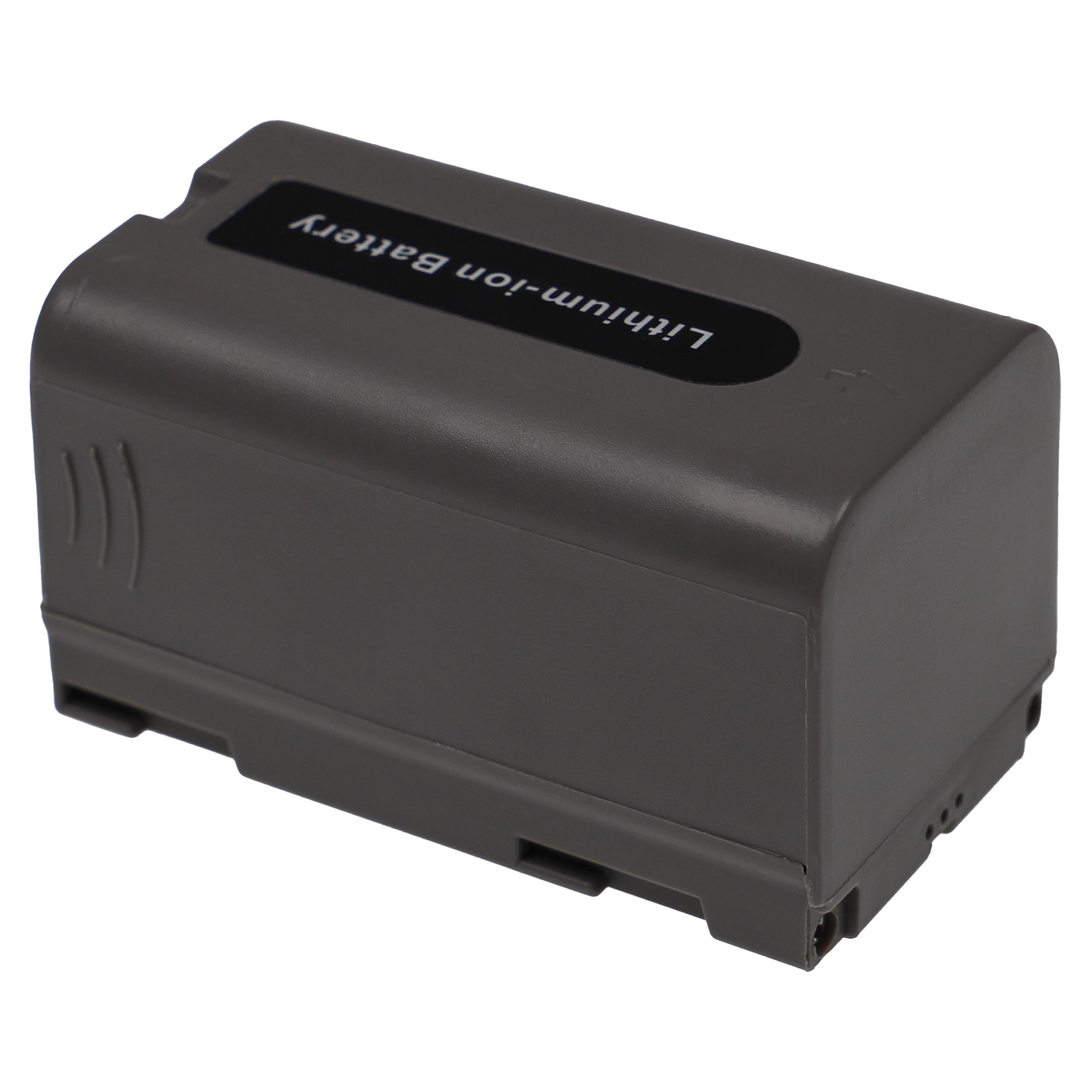 Ein dunkelgrauer Akku mit einem schwarzen Etikett mit der Aufschrift 'Lithium-Ionen-Akku'.
