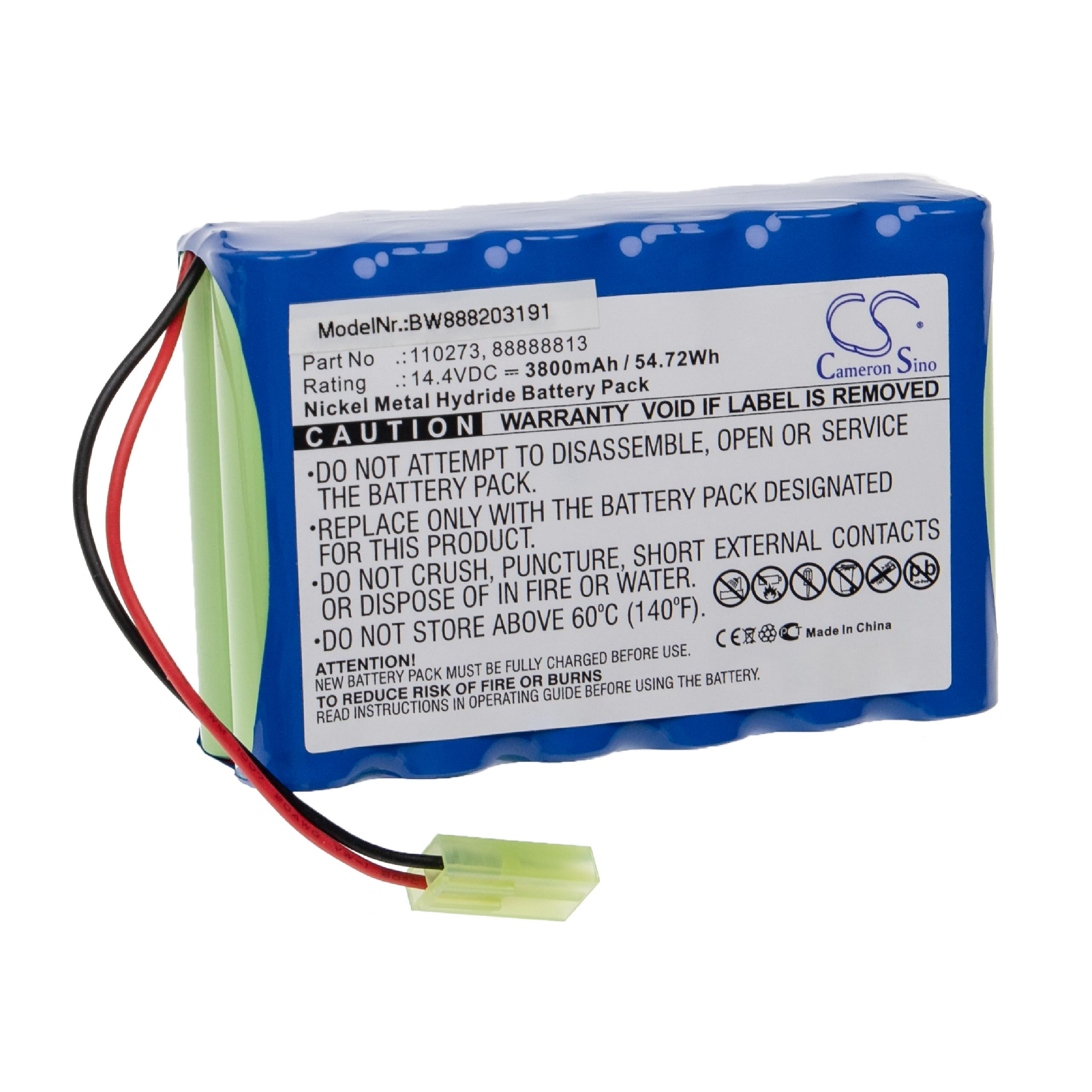 für NiMH Medizintechnik, Ersatz VHBW 88888813 14.4 Volt, Bennett für Akku 3800 110273, Puritan Nellcor -