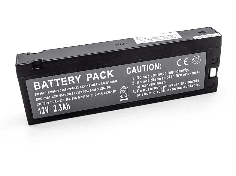 VHBW Ersatz für Nihon Kohden LCT-1912ANK für VRLA-AGM / Blei-Vlies Akku, 12 Volt, 2300 mAh