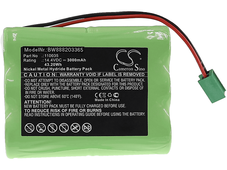 VHBW kompatibel mit Hellige SCB2 Defibrillator NiMH Akku - Medizintechnik, 14.4 Volt, 3000