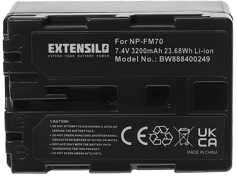 EXTENSILO kompatibel mit Sony Video Walkman GV-D1000 Li-Ion Akku - Kamera, 7.4 Volt, 3200