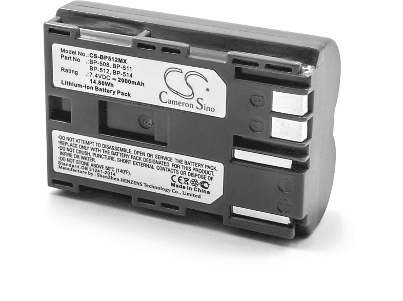 VHBW kompatibel mit Canon Optura Xi, 200MC, 100MC, 50MC, PI, 20, 10 Li-Ion Akku - Kamera, 7.4 Volt, 2000