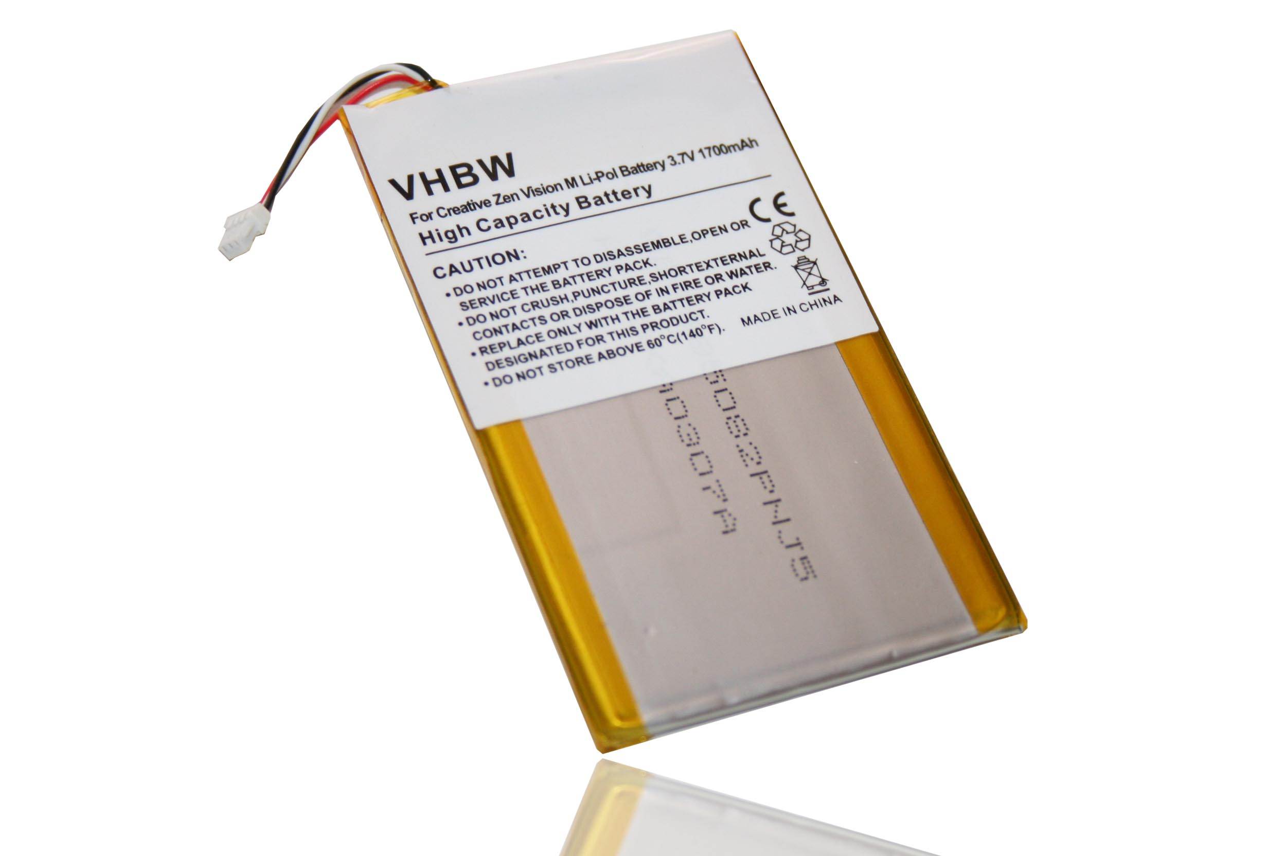 VHBW kompatibel mit Creative Vision Li-Polymer M, Zen MP3, 1700 Volt, - Labs 30GB M Akku 3.7