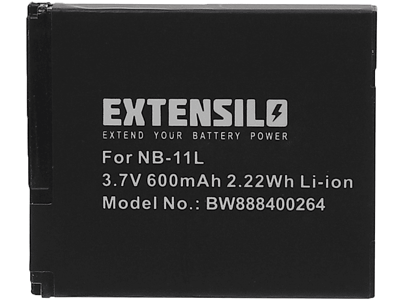 Li-Ion 3.7 Canon EXTENSILO für NB-11L, Volt, Akku, 600 Ersatz für mAh NB-11LH