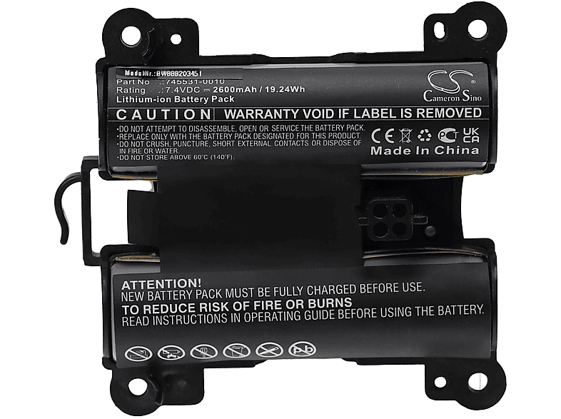 Volt, Li-Ion 071478, 7.4 Akku - kompatibel Lautsprecher, 2600 VHBW Bose mit 078068