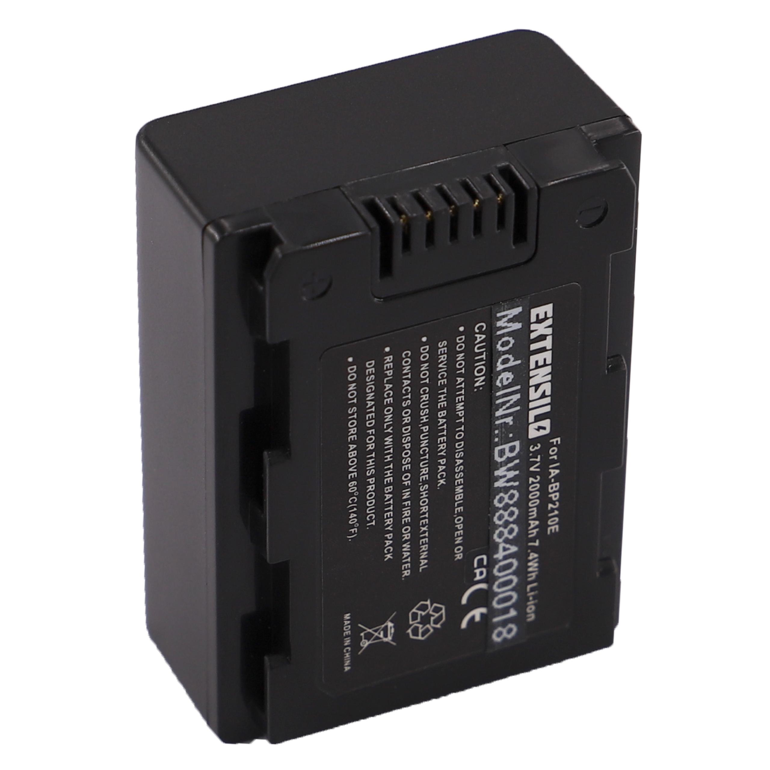 Schwarze rechteckige Batterie mit weißem Text. Es hat ein Etikett und liegt auf einer weißen Oberfläche.