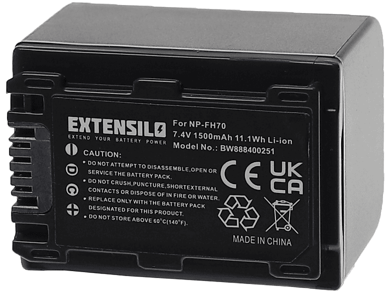 EXTENSILO kompatibel mit Sony DCR-DVD805, DCR-DVD805E, DCR-DVD755, DCR-DVD755E, DCR-DVD803, DCR-DVD803E Li-Ion Akku - Kamera, 7.4 Volt, 1500