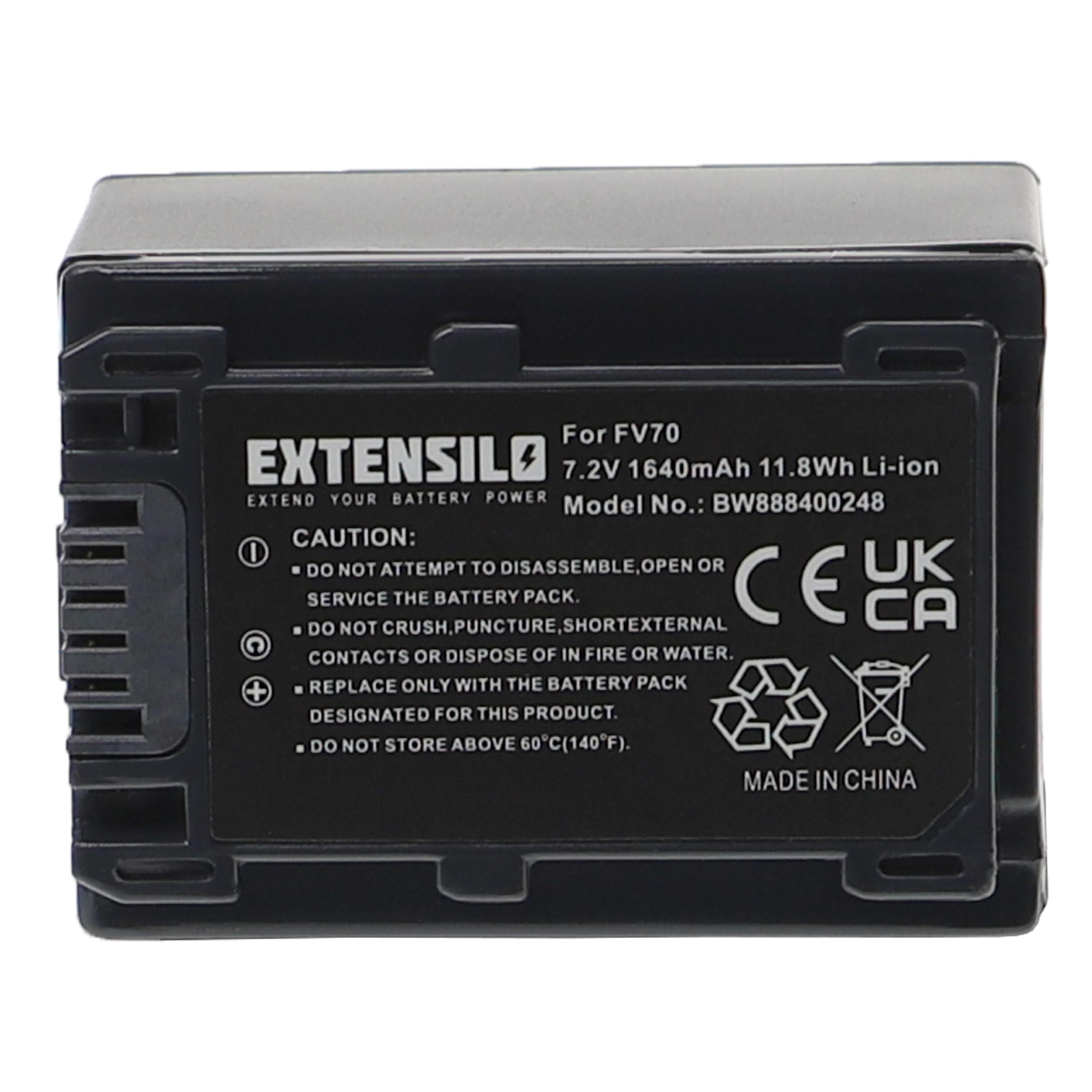 Schwarze Batterie mit Etikett. Text und Warnungen sind sichtbar. Hergestellt in China.