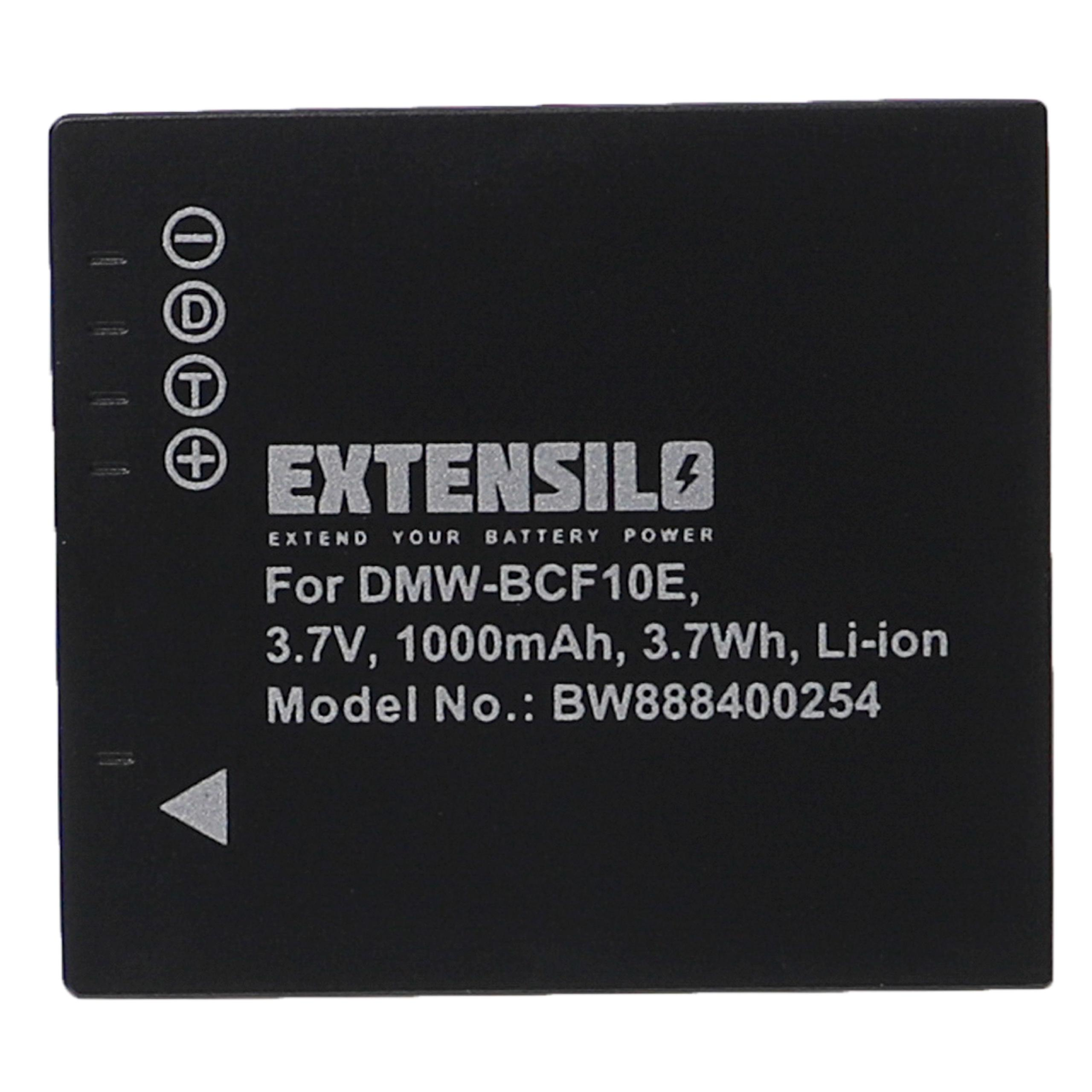 EXTENSILO kompatibel mit Panasonic 1000 Lumix DMC-FX60EG-V, DMC-FX60EG-A, Li-Ion Akku DMC-FX60EG-K, Volt, DMC-FX60EG-S, 3.7 Kamera, - DMC-FX60A