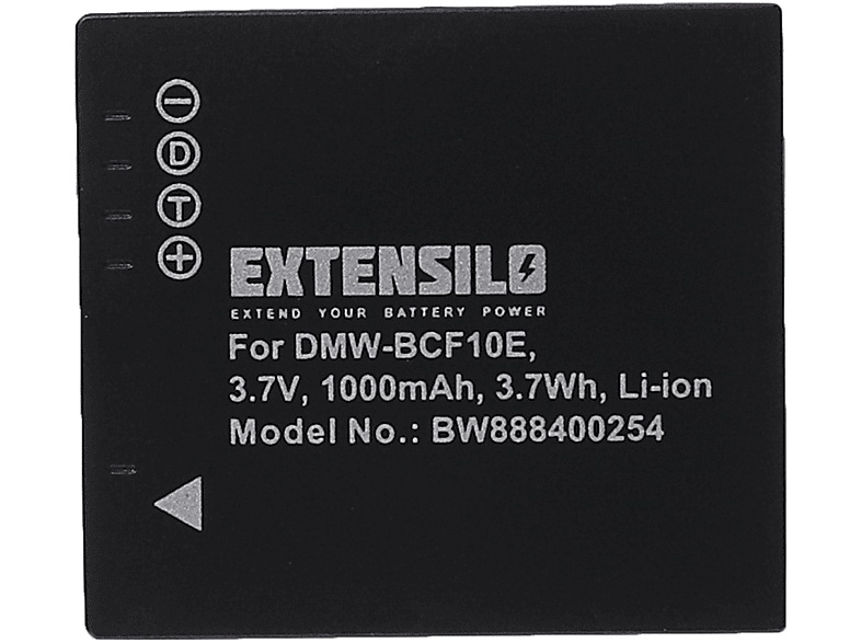 EXTENSILO kompatibel mit Panasonic Lumix DMC-F2K, DMC-F3K, DMC-F3P, DMC-F3, DMC-F3S, DMC-FH1, DMC-F2P, DMC-F2S Li-Ion Akku - Kamera, 3.7 Volt, 1000