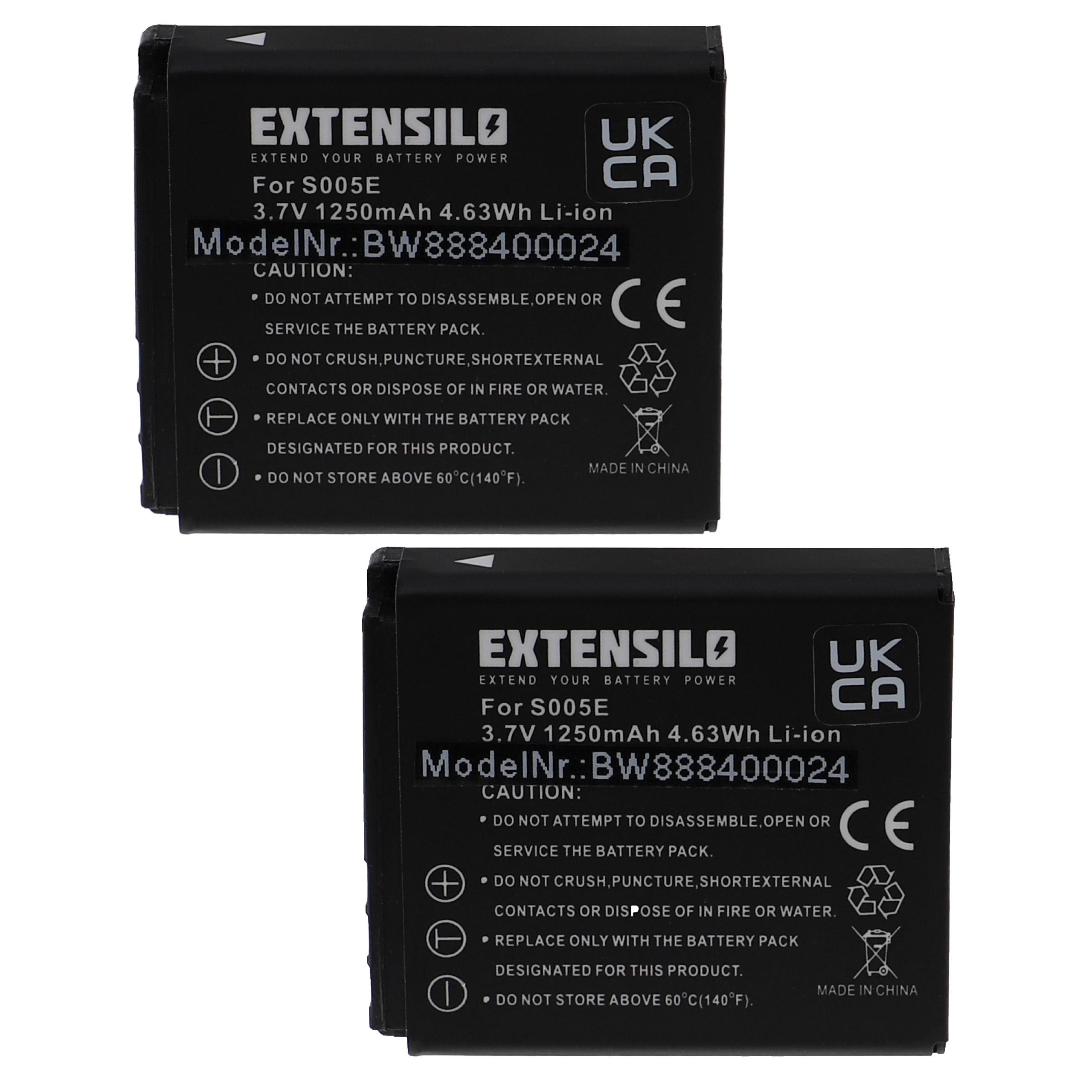 EXTENSILO kompatibel mit DMC-FX150, DMC-FX100, DMC-FX07, 1250 Li-Ion 3.7 DMC-FX12, Volt, Panasonic DMC-FX01 - Kamera, Lumix Akku DMC-FX10