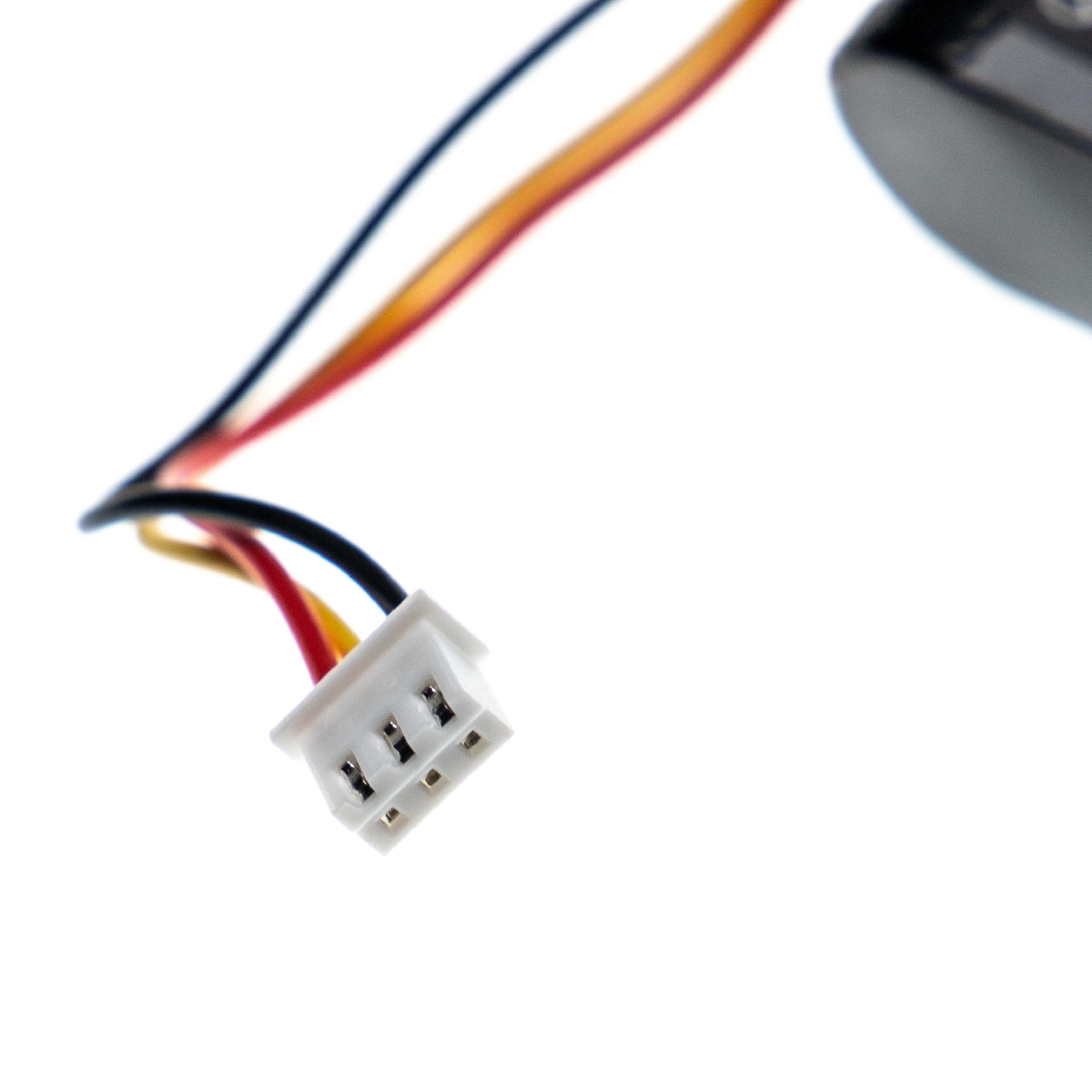Weißer Stecker mit drei Drähten: rot, gelb und schwarz.