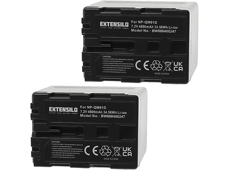 EXTENSILO kompatibel mit Trotec IC120, IC60, IC100, IC80 Li-Ion Akku - Kamera, 7.2 Volt, 4800