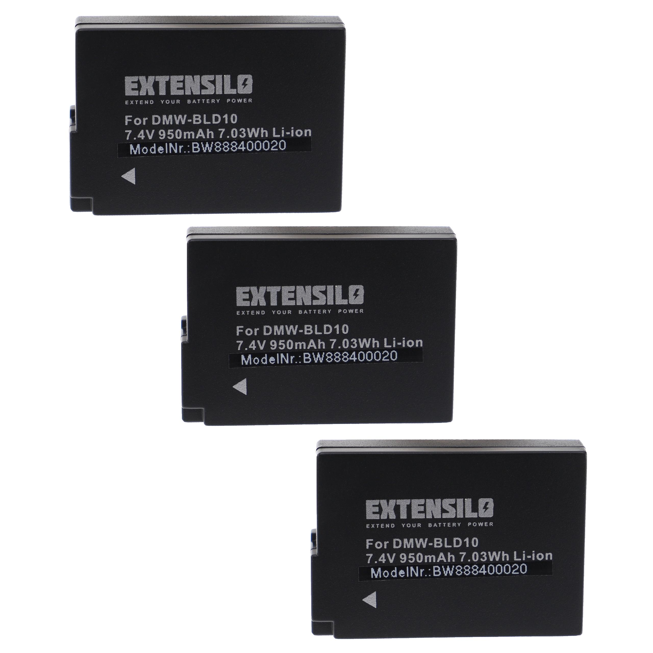 EXTENSILO Ersatz für Panasonic DMW-BLD10, Li-Ion 7.4 Akku, DMW-BLD10PP mAh 950 Volt, DMW-BLD10E, für