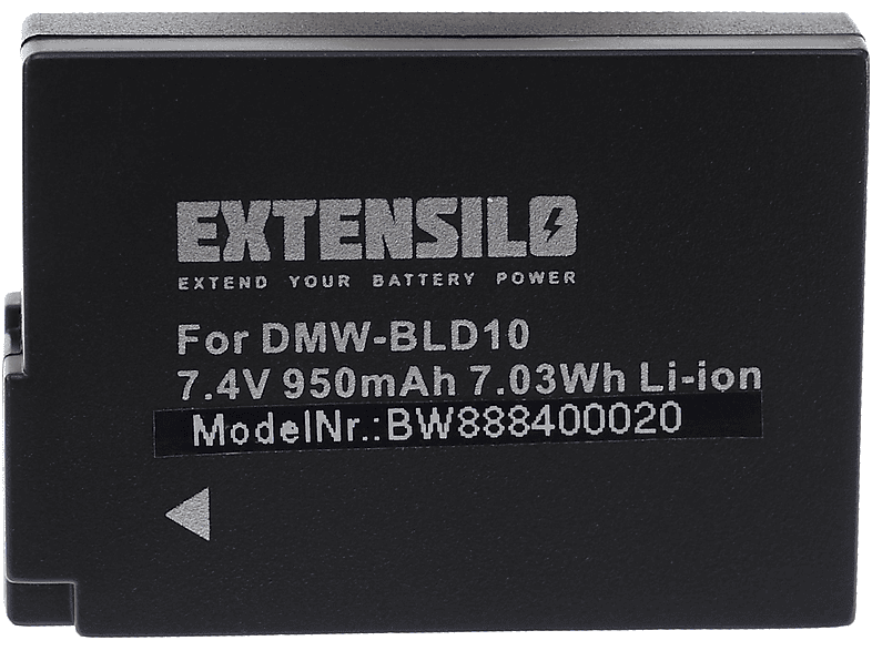 EXTENSILO kompatibel mit Panasonic DMC-G3K, 950 DMC-GF2CK - Kamera, Lumix DMC-GF2C, Volt, Akku 7.4 DMC-GF2, DMC-G3, DMC-G3W, DMC-GF2CR, Li-Ion